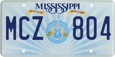 MS license plate MCZ804
