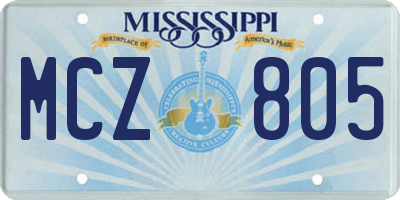 MS license plate MCZ805