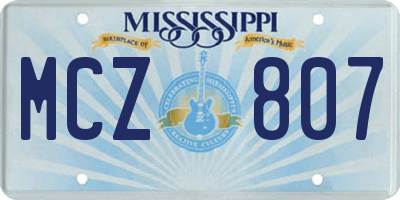 MS license plate MCZ807
