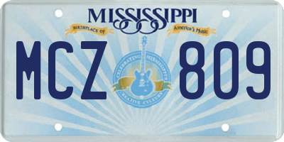 MS license plate MCZ809