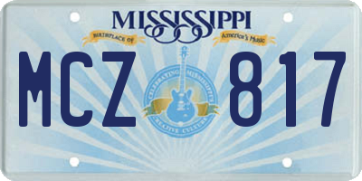 MS license plate MCZ817