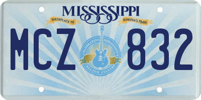 MS license plate MCZ832