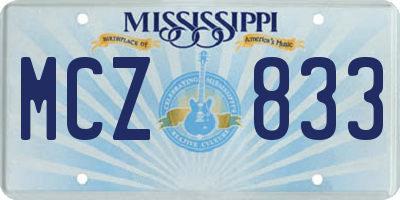 MS license plate MCZ833