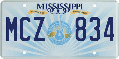 MS license plate MCZ834
