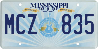 MS license plate MCZ835