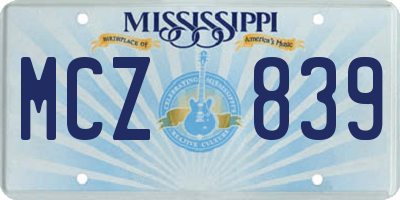 MS license plate MCZ839