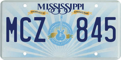 MS license plate MCZ845