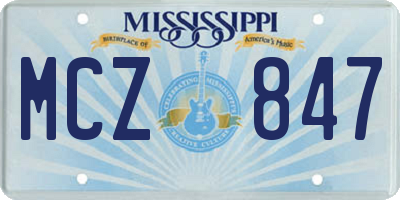 MS license plate MCZ847
