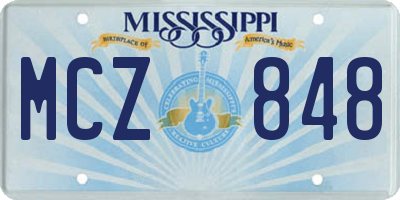 MS license plate MCZ848