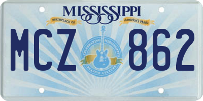 MS license plate MCZ862