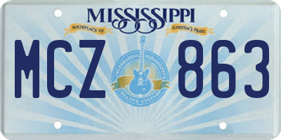 MS license plate MCZ863