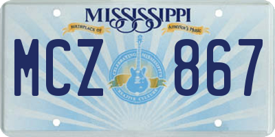 MS license plate MCZ867