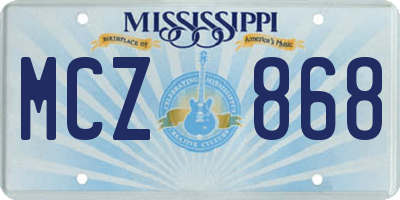 MS license plate MCZ868