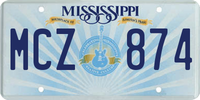 MS license plate MCZ874