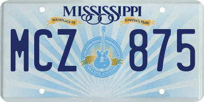 MS license plate MCZ875