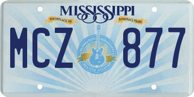 MS license plate MCZ877