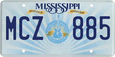 MS license plate MCZ885