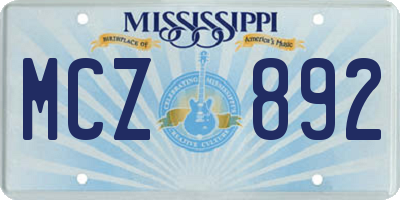 MS license plate MCZ892