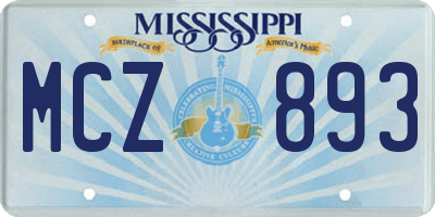 MS license plate MCZ893