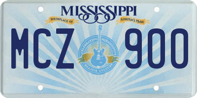 MS license plate MCZ900