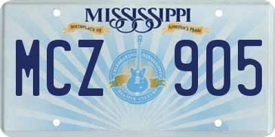 MS license plate MCZ905