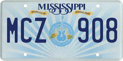 MS license plate MCZ908
