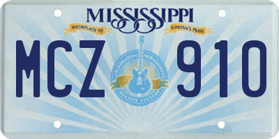 MS license plate MCZ910