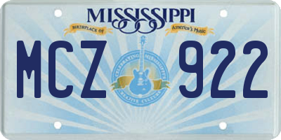 MS license plate MCZ922