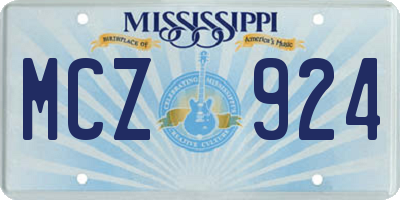 MS license plate MCZ924