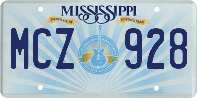 MS license plate MCZ928