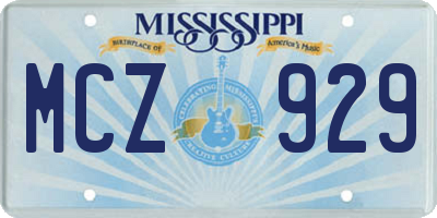 MS license plate MCZ929