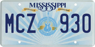 MS license plate MCZ930
