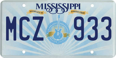MS license plate MCZ933