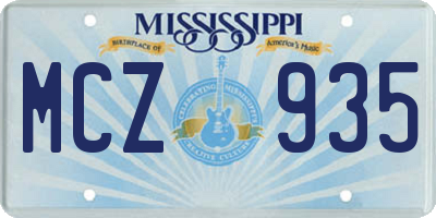 MS license plate MCZ935