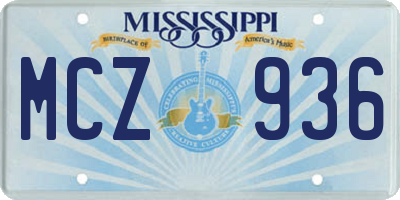 MS license plate MCZ936