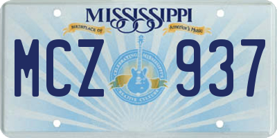 MS license plate MCZ937
