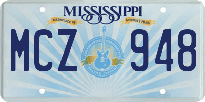 MS license plate MCZ948