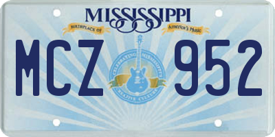 MS license plate MCZ952