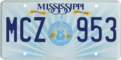 MS license plate MCZ953