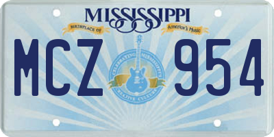 MS license plate MCZ954