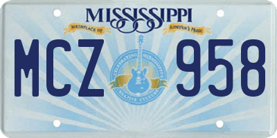 MS license plate MCZ958