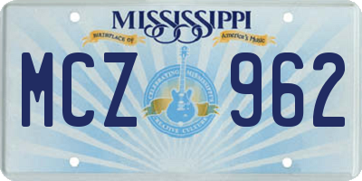 MS license plate MCZ962