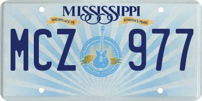 MS license plate MCZ977