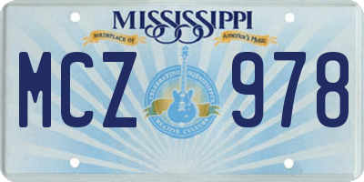 MS license plate MCZ978