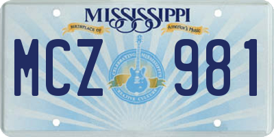 MS license plate MCZ981