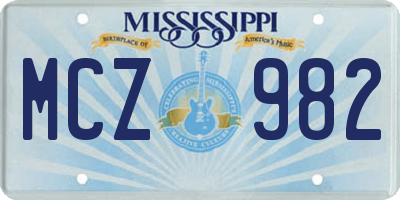 MS license plate MCZ982