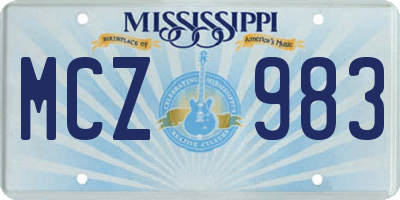MS license plate MCZ983