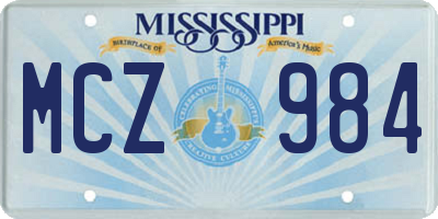 MS license plate MCZ984