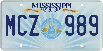 MS license plate MCZ989