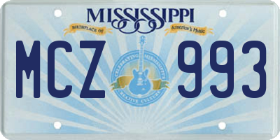 MS license plate MCZ993